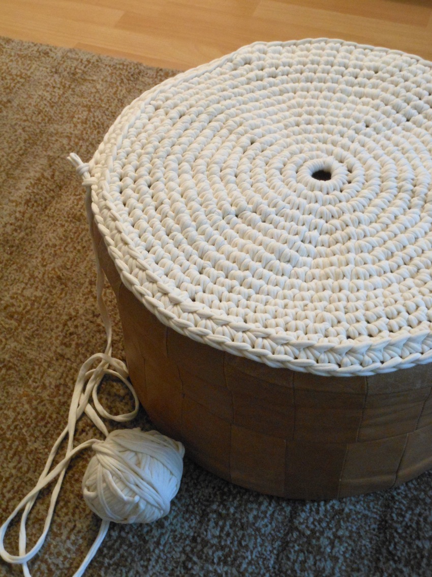 Upcycled Crochet Floor Pouf Yalotar